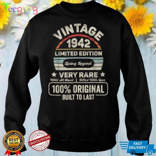 Vintage Born In 1942 Shirt 80th Birthday Gift 80 Years Old T Shirt