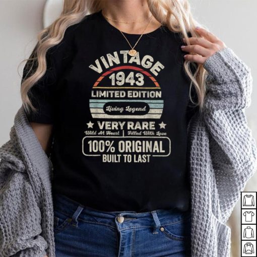 Vintage Born In 1943 Shirt 79th Birthday Gift 79 Years Old T Shirt
