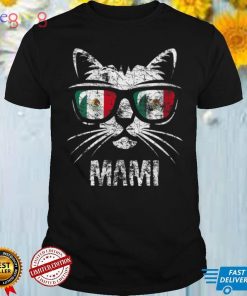Womens Mexico Flag Funny Cat Vintage Mommy Mexican Saying V Neck T Shirt