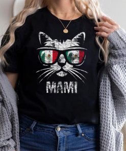 Womens Mexico Flag Funny Cat Vintage Mommy Mexican Saying V Neck T Shirt