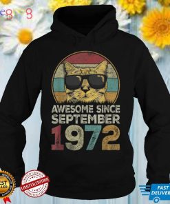 Awesome Since September 1972 50th Birthday Gifts Cat Lovers T Shirt