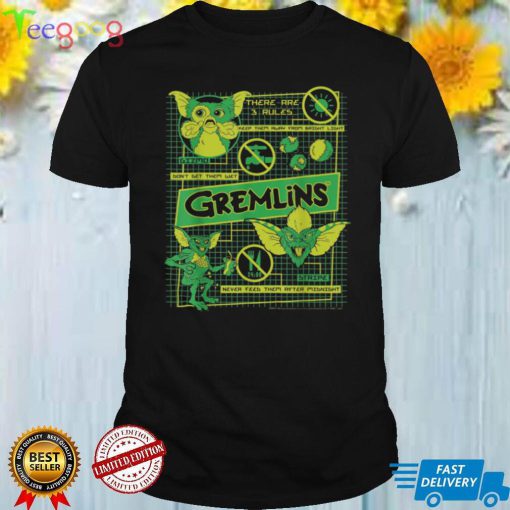 Gremlins Three Rules Schematics Horror Movie Trending Unisex T Shirt