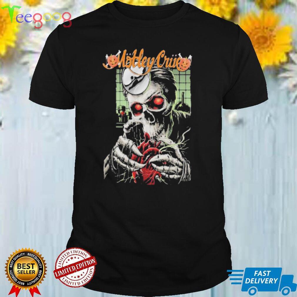 Motley Crue Dr. Feelgood Skeleton With Pumpkin Halloween Logo Shirt