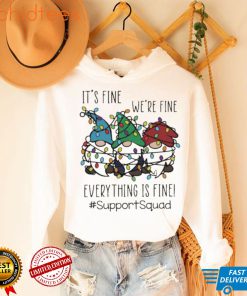 Three Gnomes It’s Fine We’re Fine Everything Is Fine Support Squad Christmas Sweater