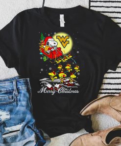 West Virginia Mountaineers Snoopy Santa Claus With Sleigh Christmas Sweatshirt