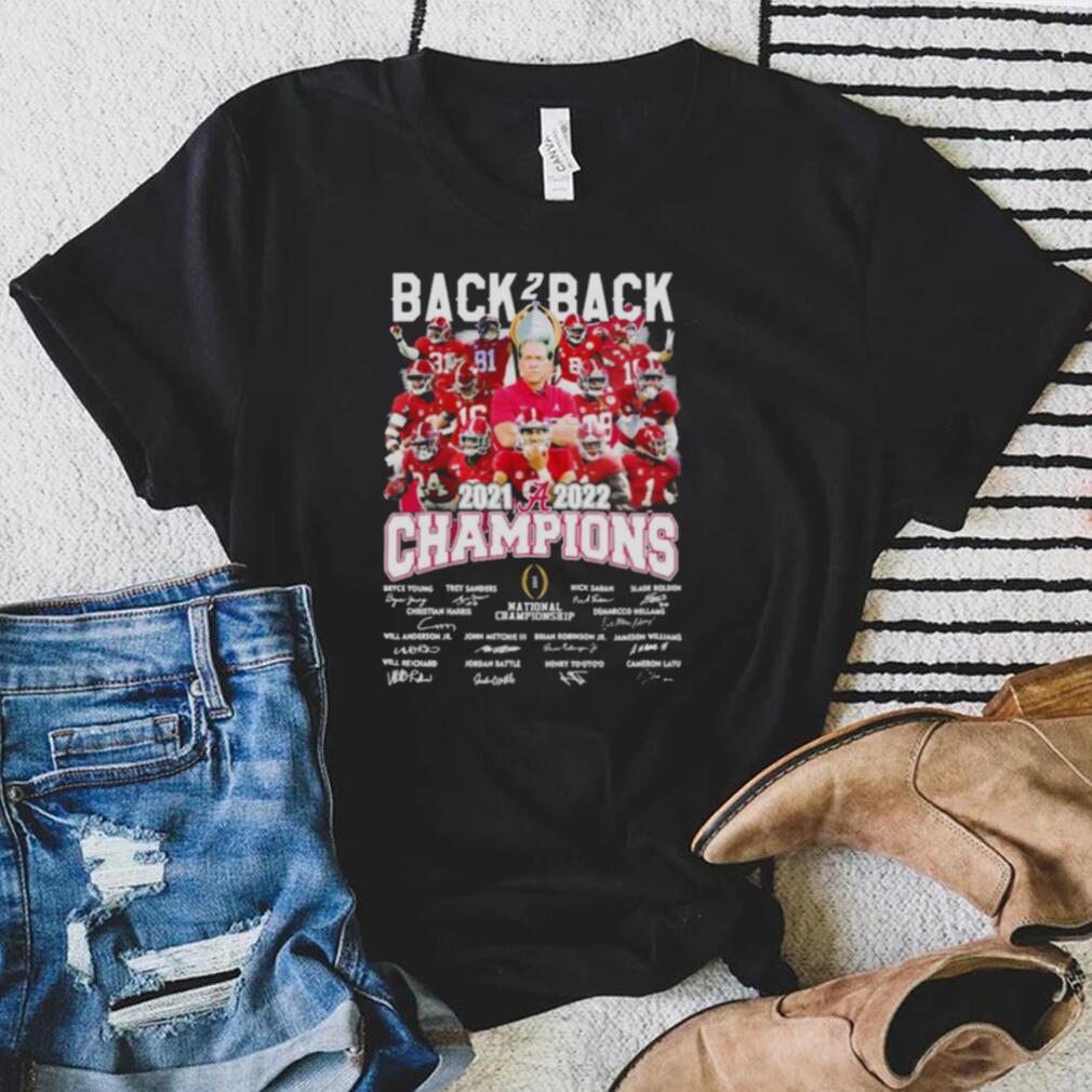 Alabama Crimson Tide Back to Back 2021 2022 National Championship signatures Shirt