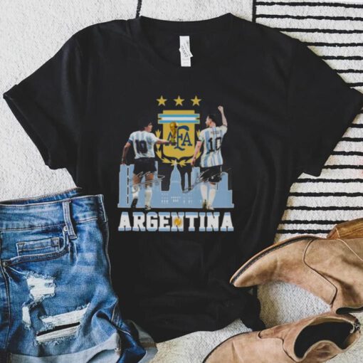 Diego Maradona and Lionel Messi Argentina City signatures shirt