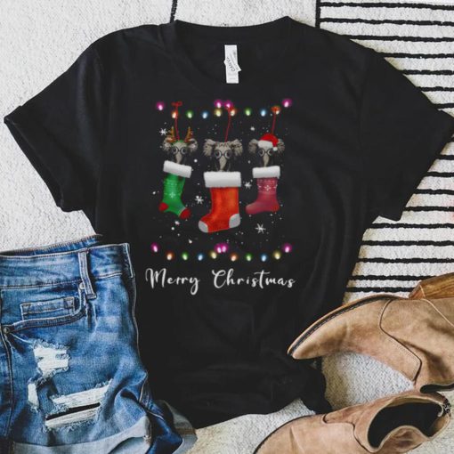 Elephant Santa Hat Sock Merry Christmas Light shirt