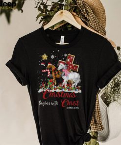 Horses Santa Christmas Begins With Christ shirt
