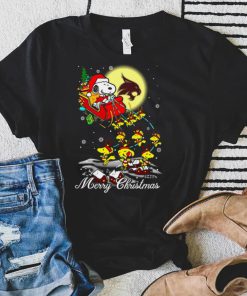 Texas State Bobcats Santa Claus With Sleigh And Snoopy Christmas Sweatshirt