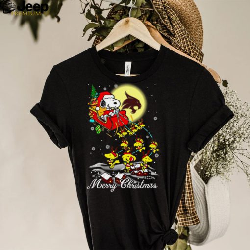 Texas State Bobcats Santa Claus With Sleigh And Snoopy Christmas Sweatshirt