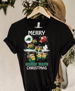 Tulane Green Wave Minion Santa Claus With Sleigh Christmas Sweatshirt