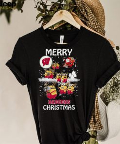 Wisconsin Badgers Minion Santa Claus With Sleigh Christmas Sweatshirt