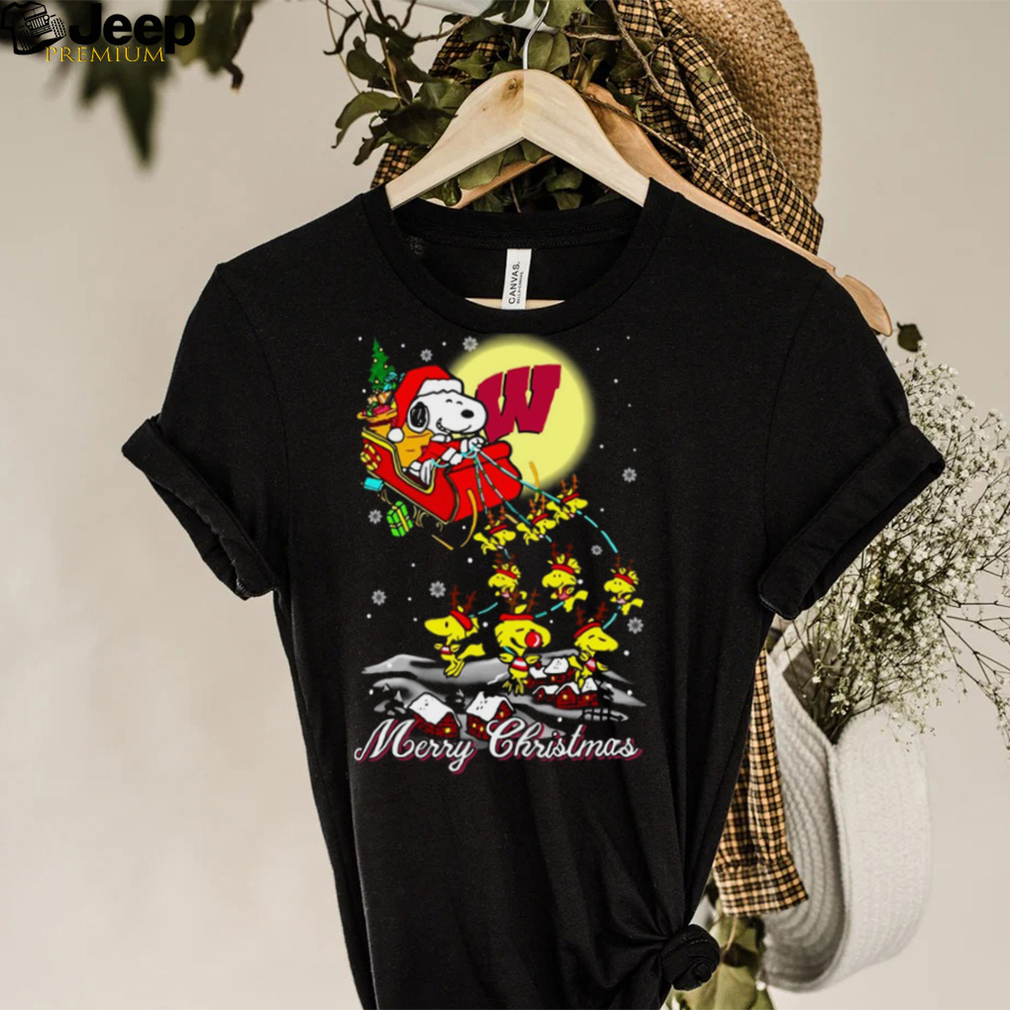 Wisconsin Badgers Snoopy Santa Claus With Sleigh Christmas Sweatshirt