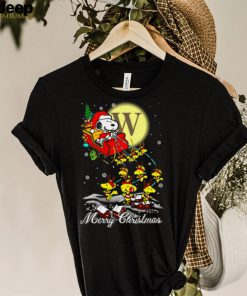 Wofford Terriers Santa Claus With Sleigh And Snoopy Christmas Sweatshirt